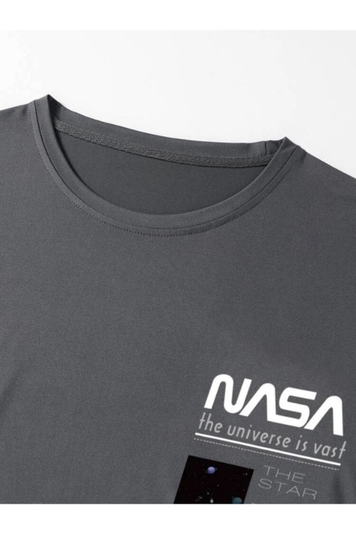 VBSVİBES-تي شيرت جيرسي واحد مطبوع عليه Nasa مدخن - تي شيرت كبير الحجم بياقة دائرية وأكمام قصيرة 3