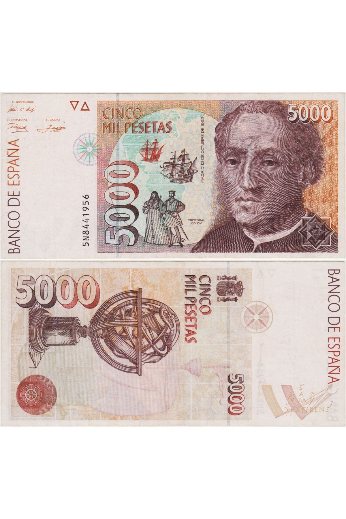 Banknoting İSPANYA 5000 PESETA 1992 ÇOK ÇOK TEMİZ++ KONDİSYON.