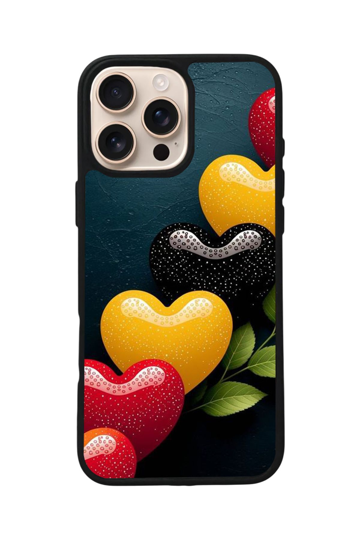 Aksel Kılıf Apple iPhone 16 Pro Max Uyumlu Baskılı,Mat Siyah,Yumuşak Silikon,Koruyucu,Şok Emici Kapak,Kılıf