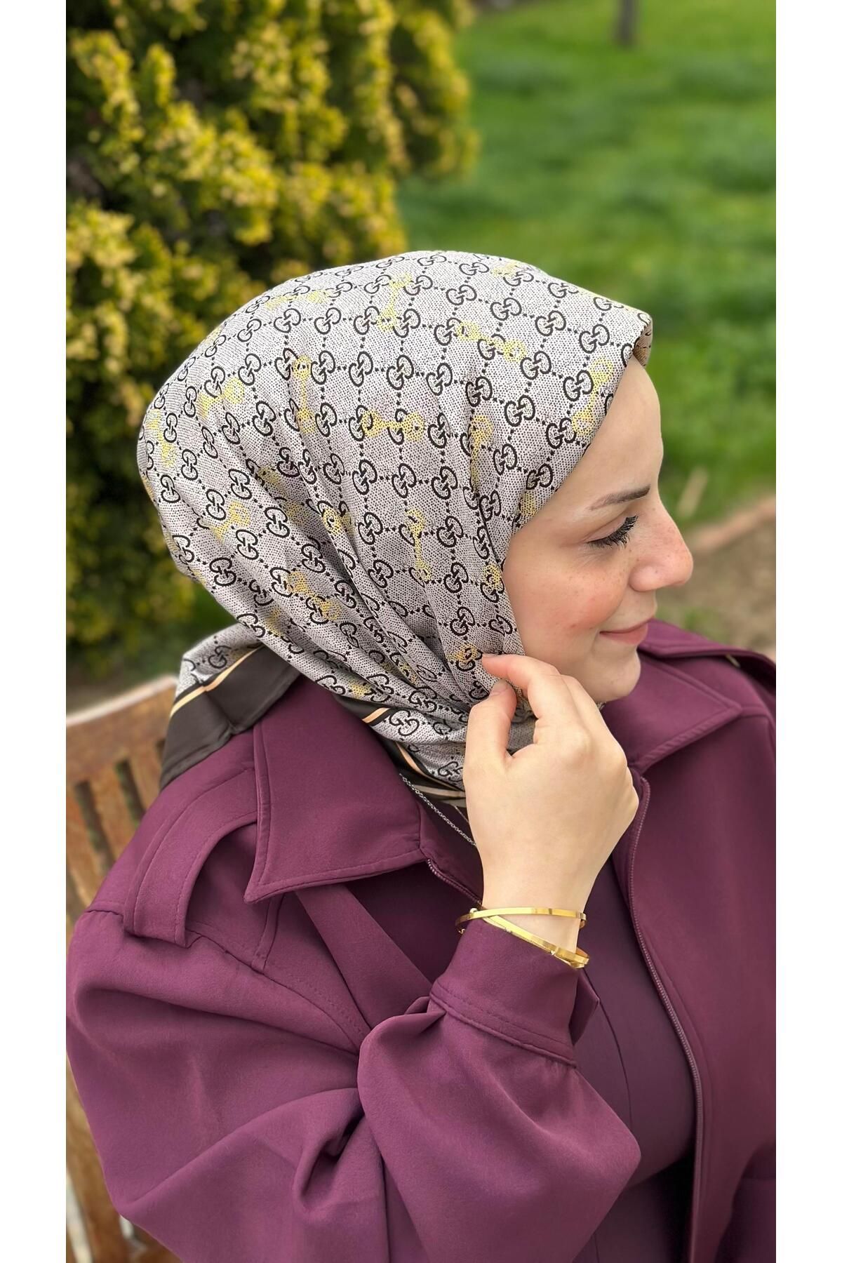 modayışığı G Marka Kahve Twill İpek Eşarp