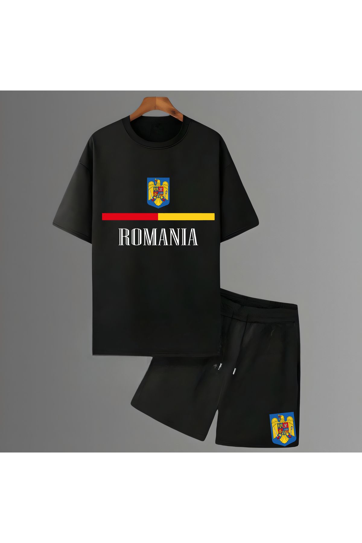 Biy Store Romanya milli romania takım forma baskılı unisex kısa kollu tişört t-shirt şort takımı