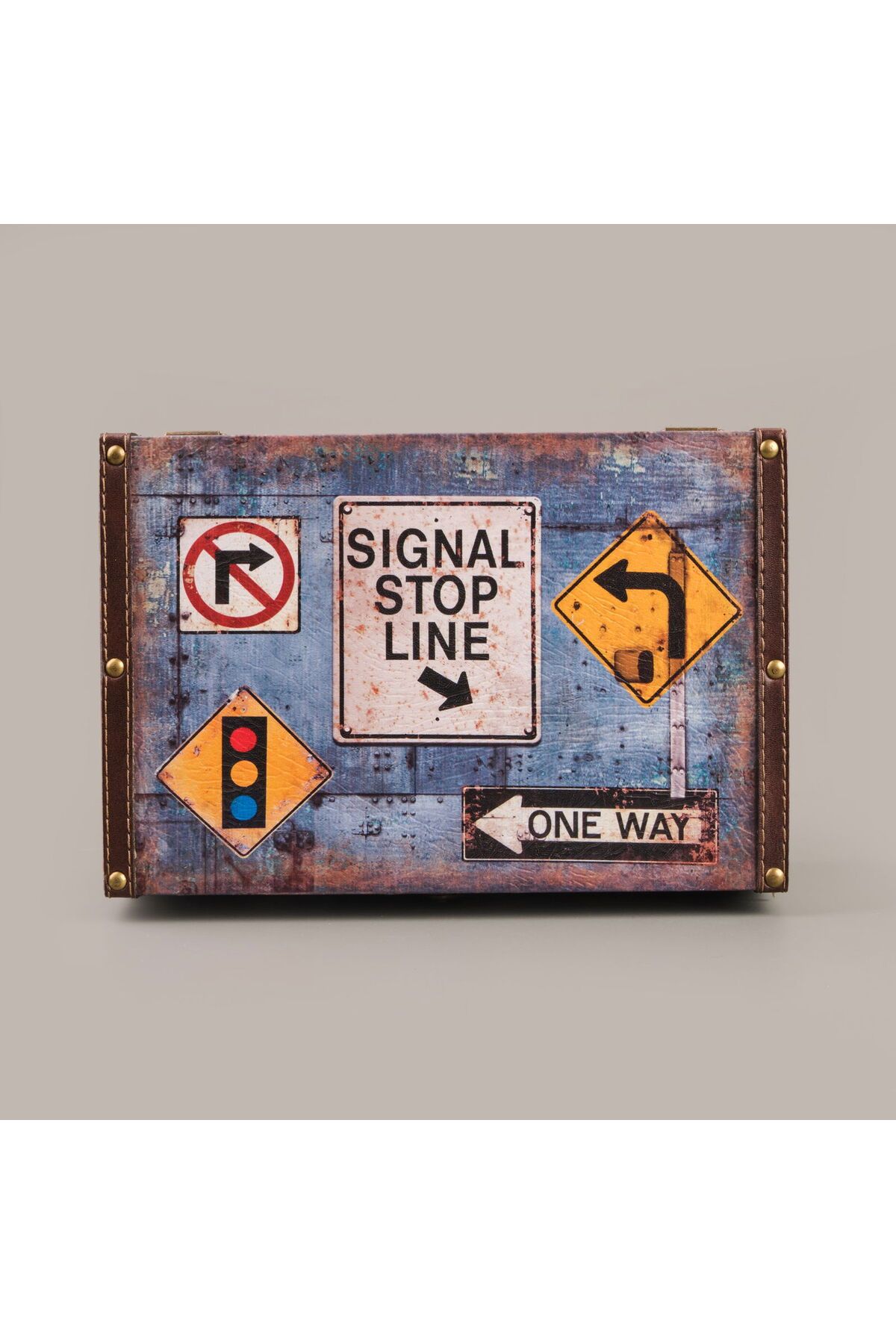 ASPARTAM Stop Ahşap Kutu - Renkli - 30x20x14 cm