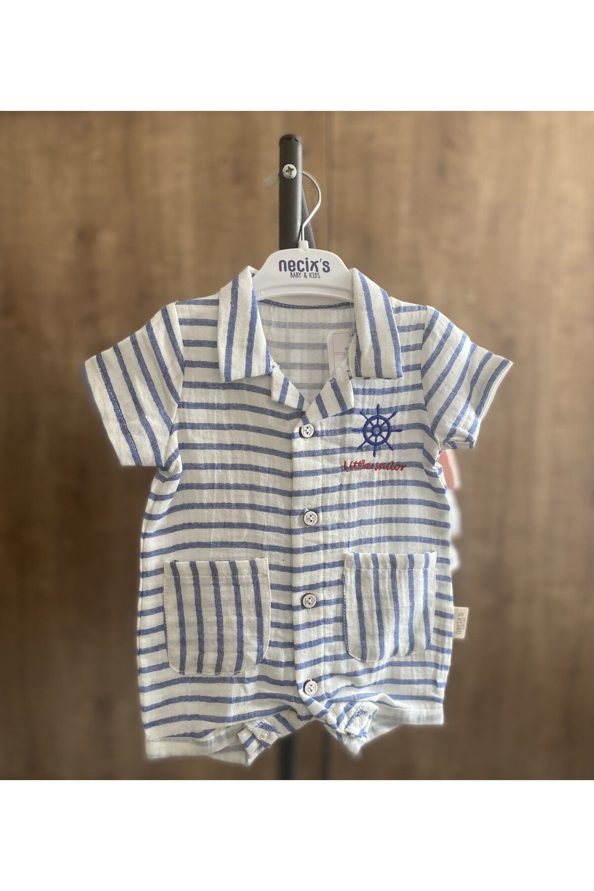 Baby ÇİZGİLİ BEBEK KISA KOL MÜSLİN TULUM, YAZLIK BAYRAMLIK BEBEK TULUM, ŞORTLU BEBEK UNİSEX TULUM