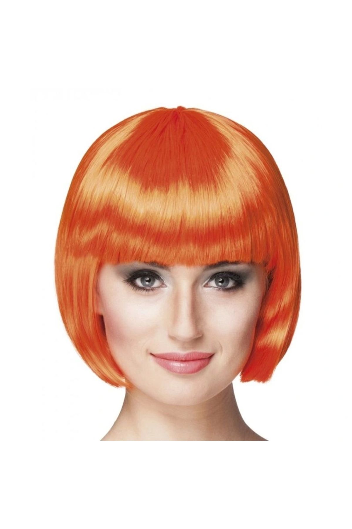 OurStyles Turuncu Renk Parti Peruğu Küt Saç
