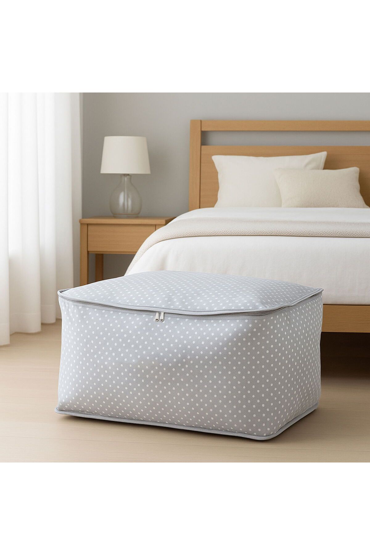 ASPARTAM Home Puantiye Detaylı Küçük Boy Hurç - Gri - 52x28x21 cm