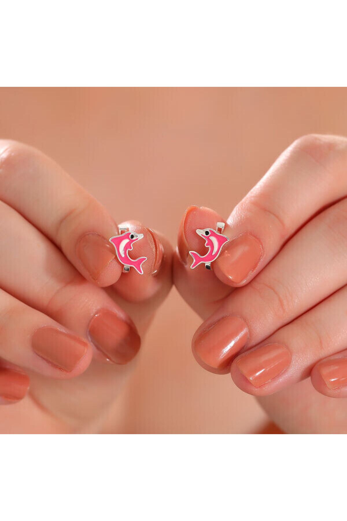 shop Çocuk Pembe Yunus Balıgı 925 Ayar Gümüş Küpe