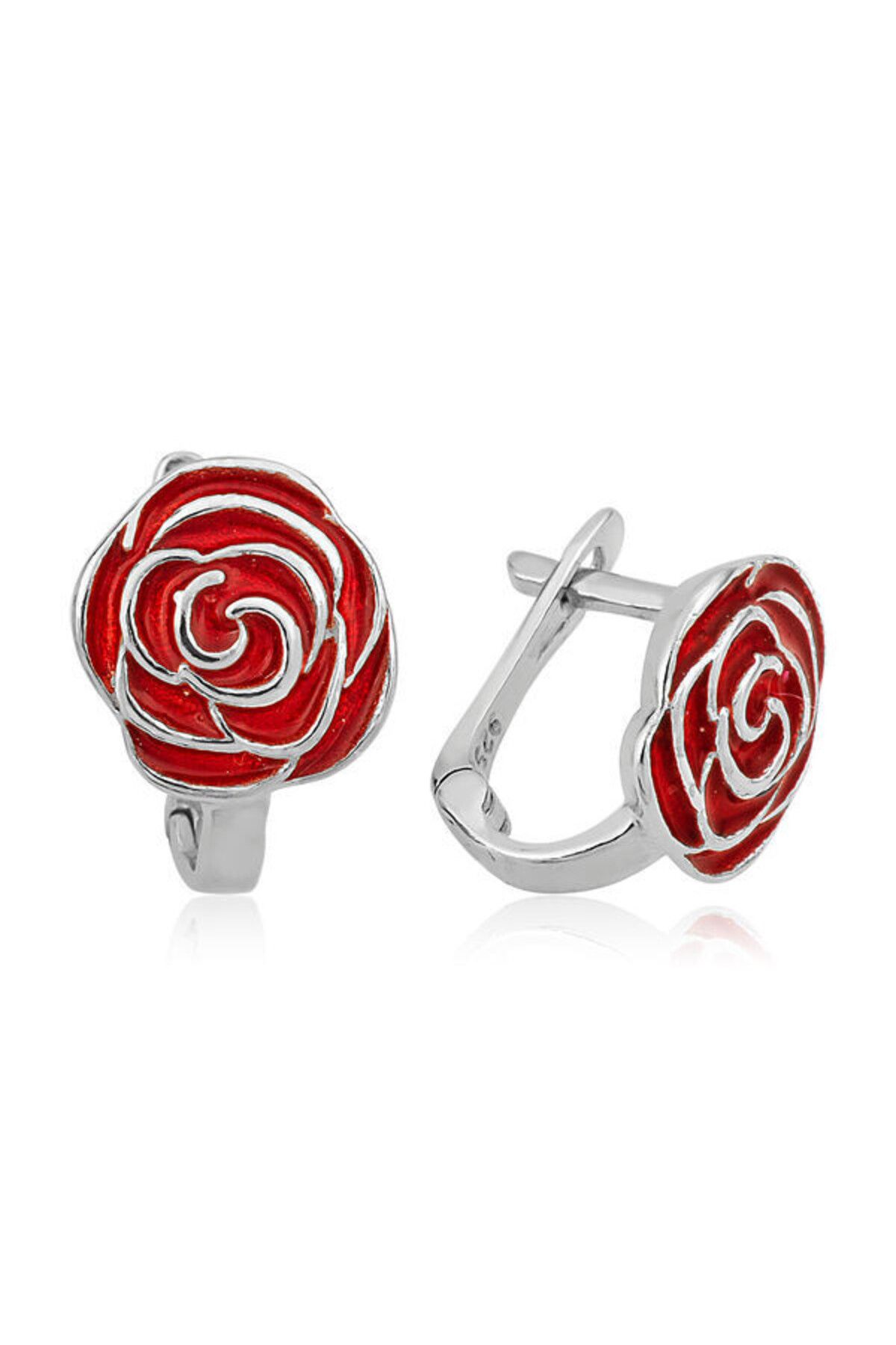 shop Çocuk KırmızıGül 925 Ayar Gümüş Küpe