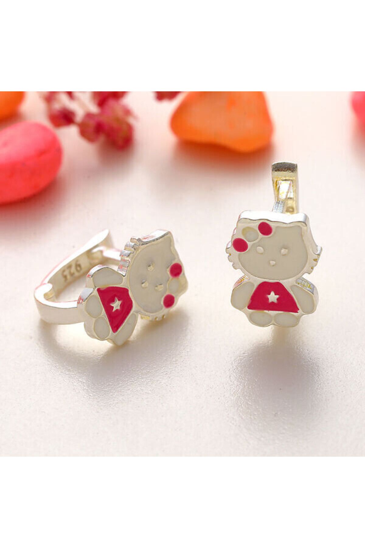 shop Çocuk Kedi 925 Ayar Gümüş Küpe