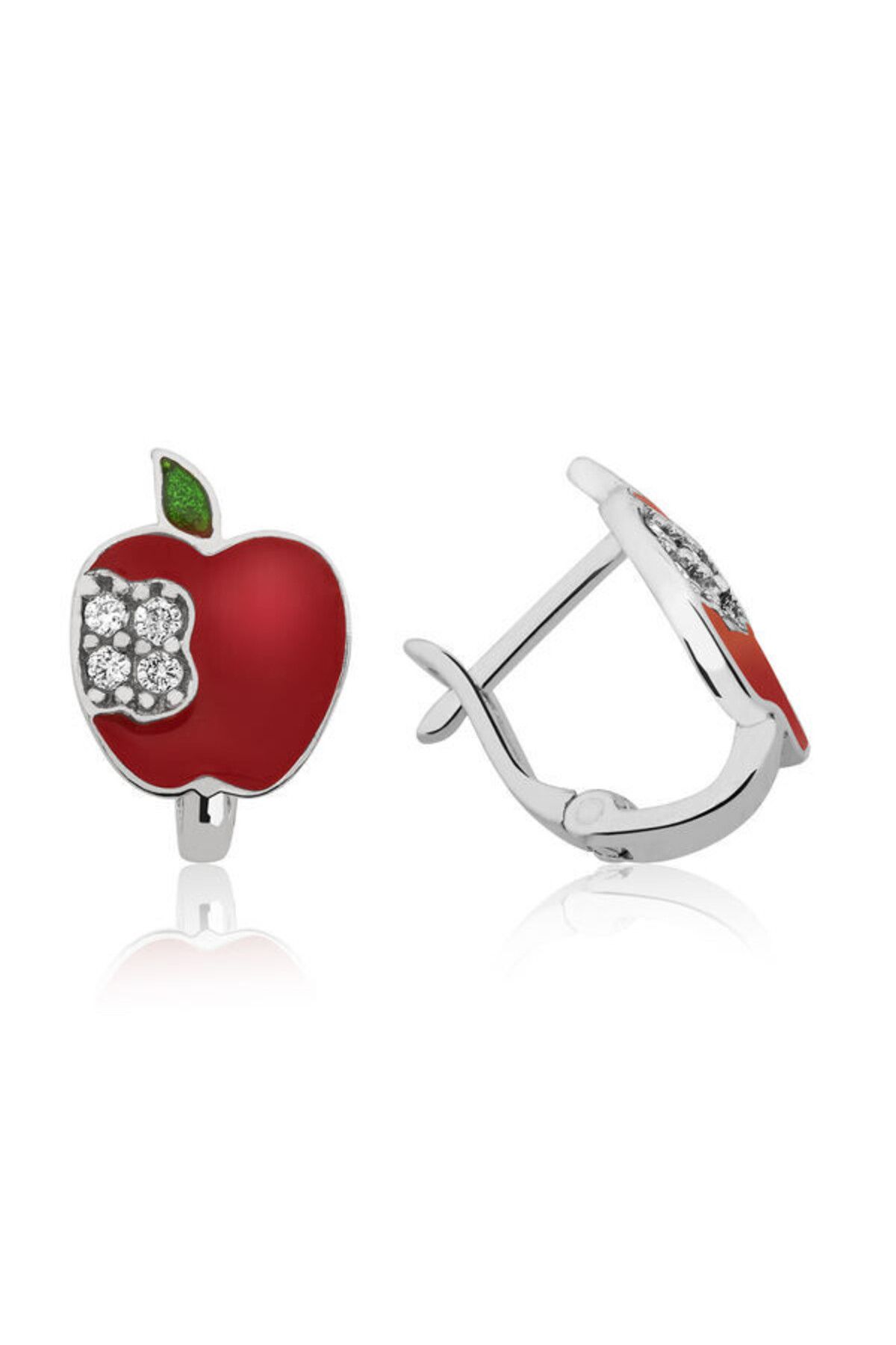 shop Çocuk Kırmızı Elma 925 Ayar Gümüş Küpe