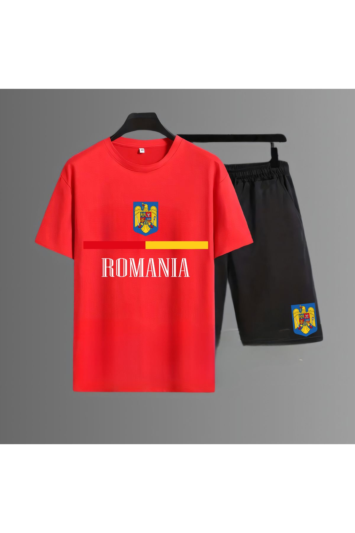 Biy Store Romanya milli romania takım forma baskılı unisex kısa kollu tişört t-shirt şort takımı