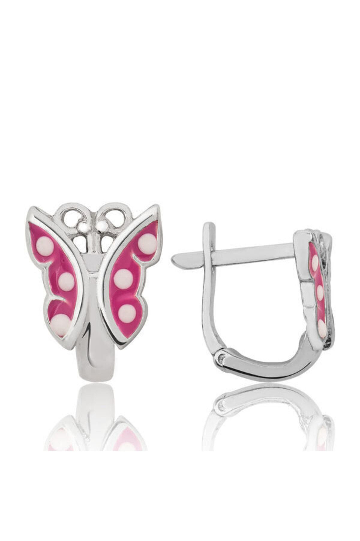 shop Çocuk Pembe Kelebek 925 Ayar Gümüş Küpe