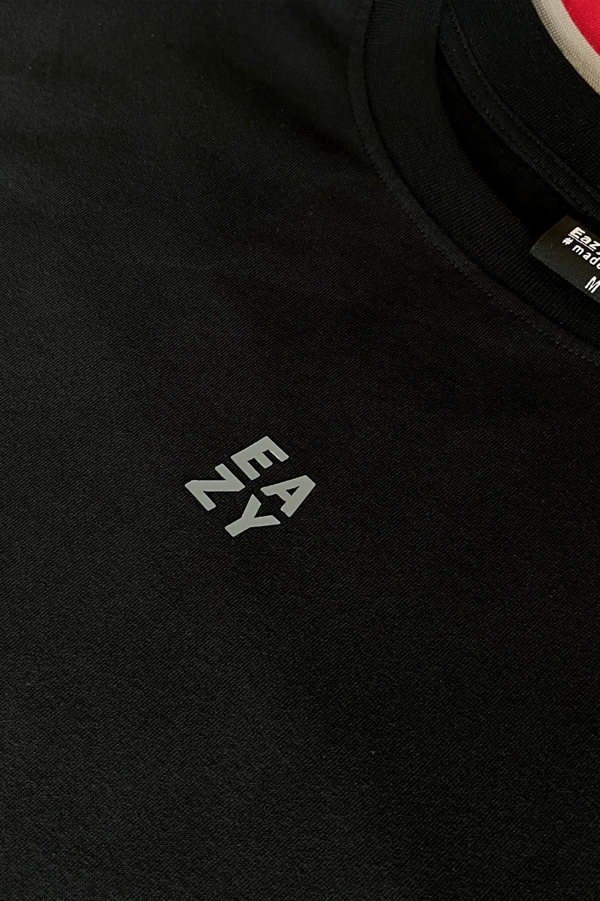 Eazy Co-Eazy Basic Μαύρο Unisex ανάγλυφο μπλουζάκι με κοντό μανίκι Extra Oversize 5