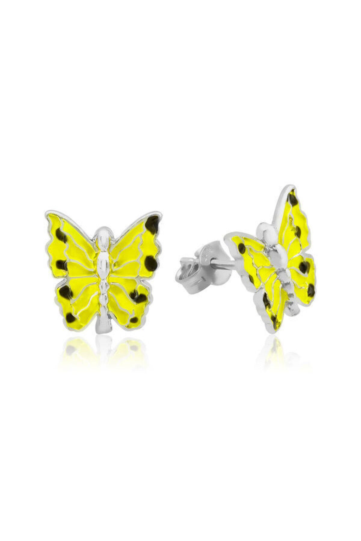 shop ÇocukSarı Kelebek 925 Ayar Gümüş Küpe