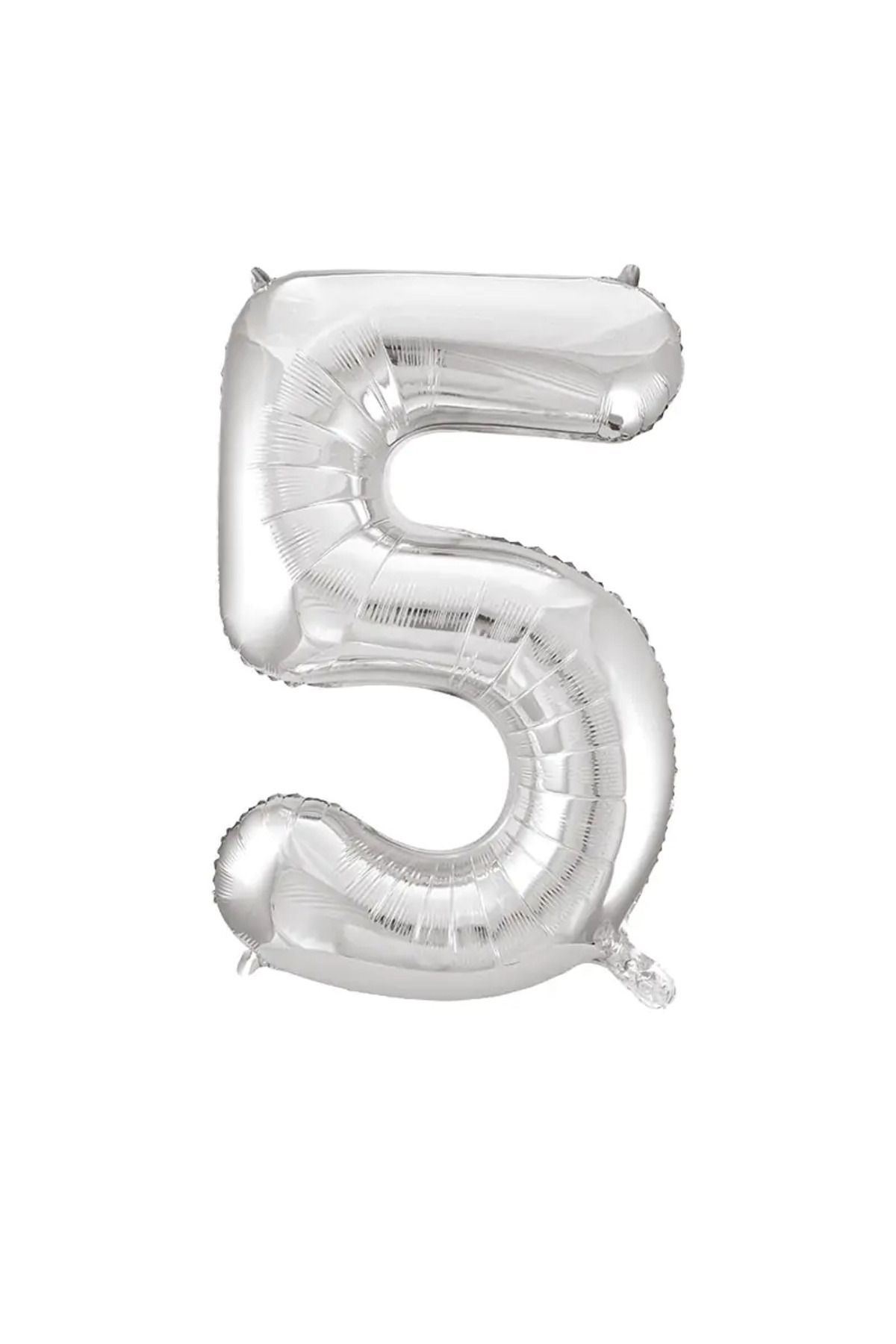 tedaks 1 Adet 34 İnç 85 Cm Gümüş Folyo Balon Helyum Balon 5 Yaş Balonu 5 Rakam Balon