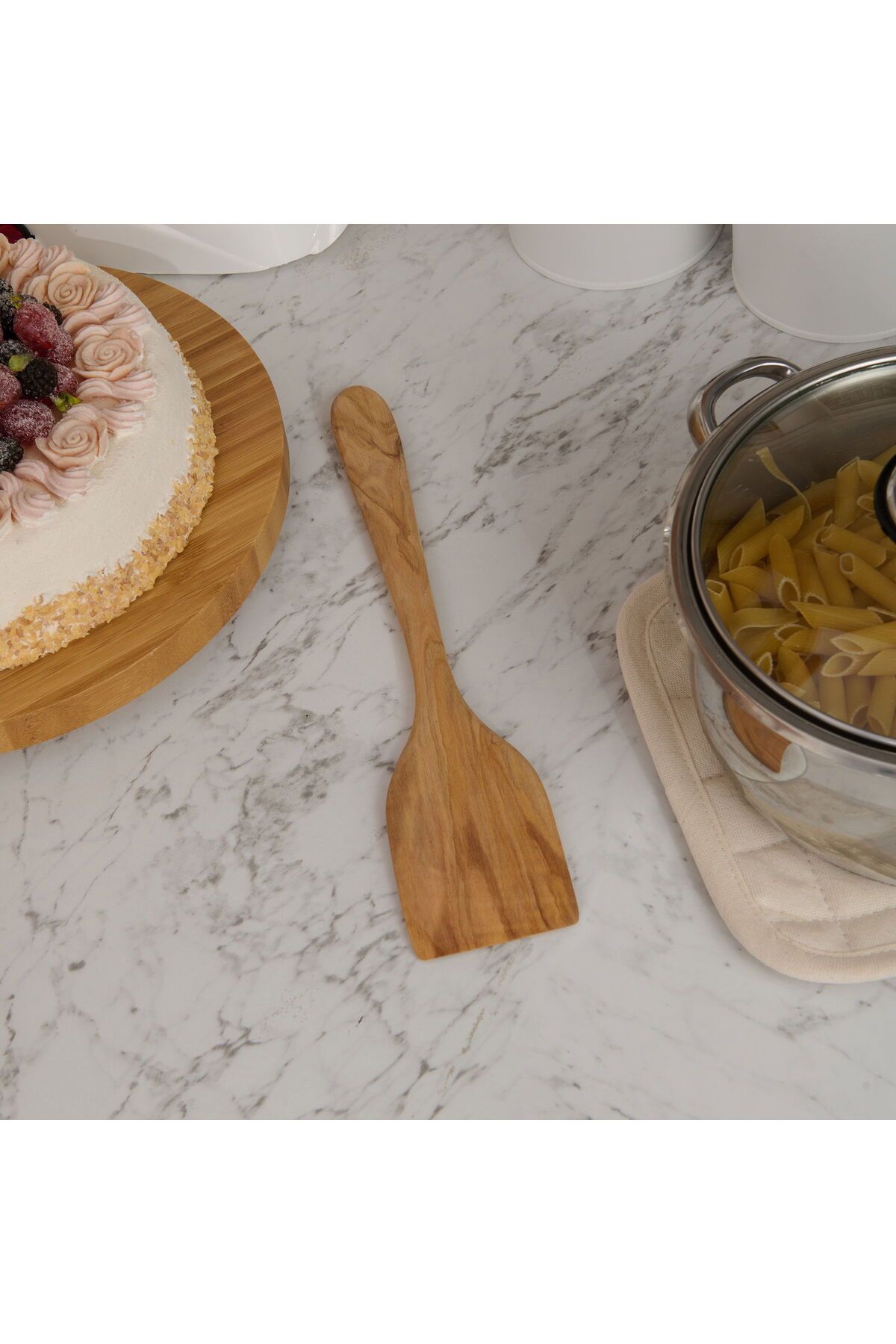ASPARTAM Zeytin Ağacı Düz Spatula - Açık Kahverengi - 30 cm