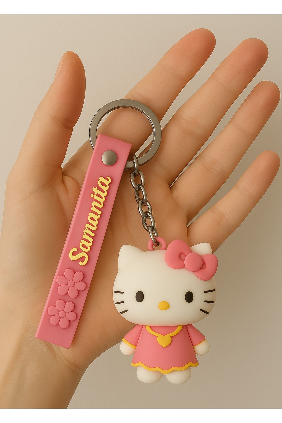 TAYEM Hello Kitty Anahtarlık, Silikonlu 3d Anahtarlık Ve Çanta Aksesuarı