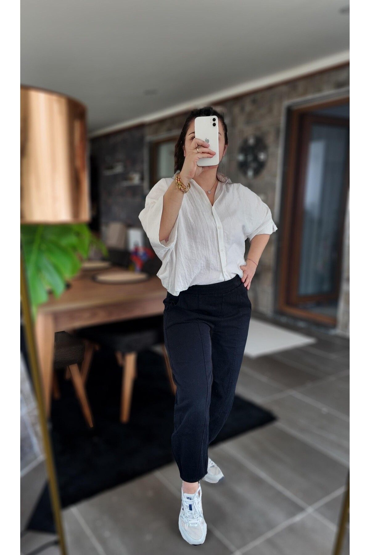 Moudry Clothing Kadın Siyah Pantolon Gabardin Rahat Şalvar Pantolon