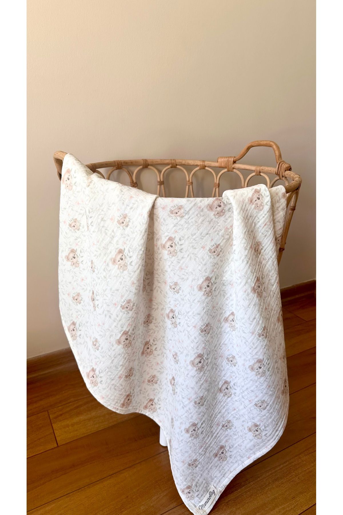 Mamareng Koala serisi müslin örtü %100 pamuk 90x90 cm