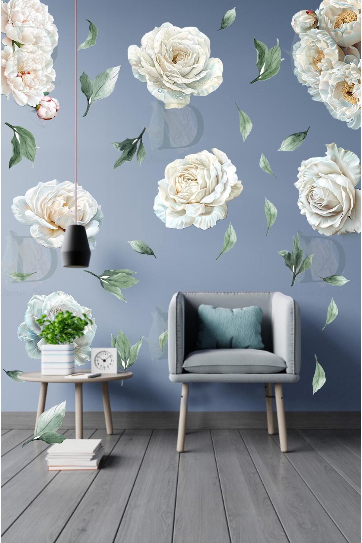 KT Decor Renkli Şakayık Çiçekleri Premium Duvar Sticker Seti