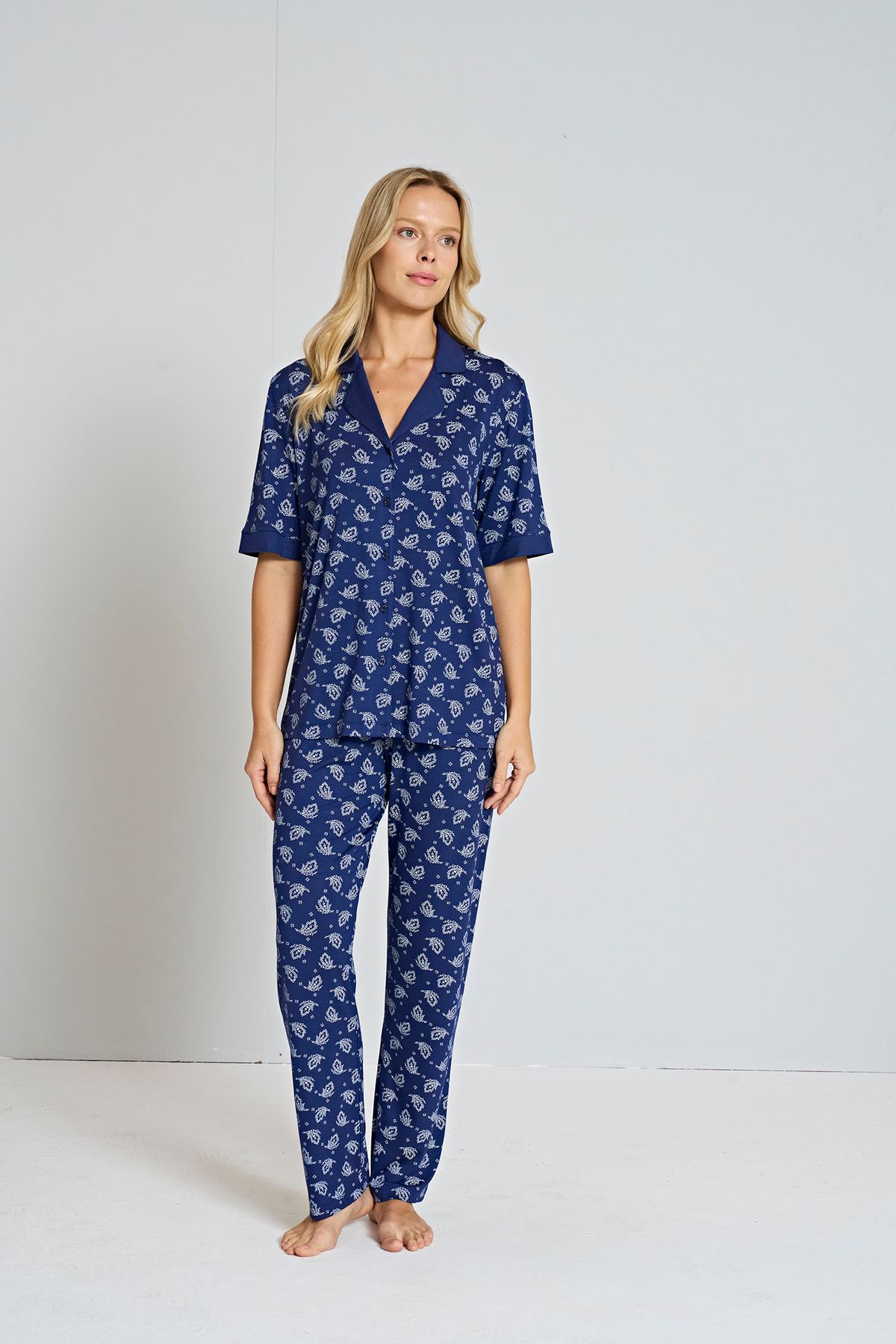 Pijadore Kadın Kısa Kollu Önden Düğmeli Pijama Takımı 1809 V25004