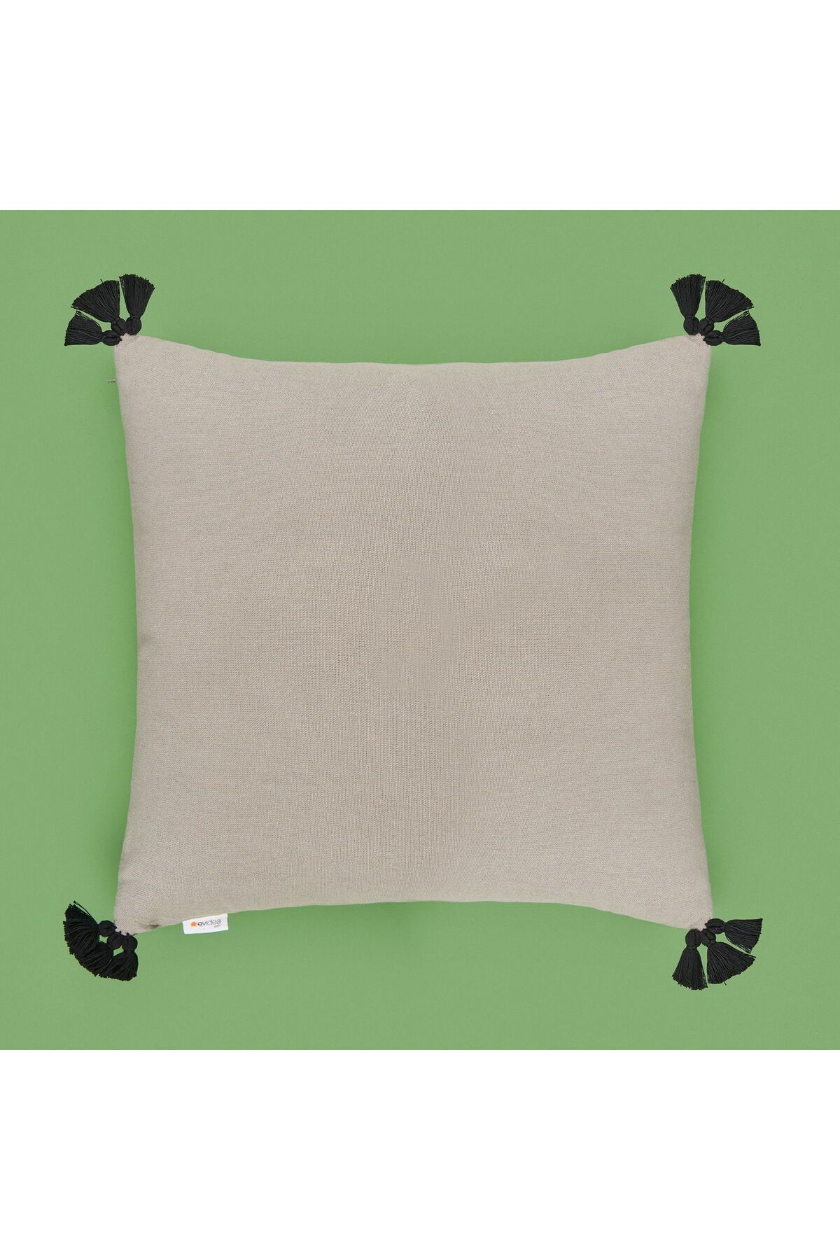 ASPARTAM Soft Anthracite Püskül Detaylı Kırlent - Antrasit / Siyah - 40x40 cm