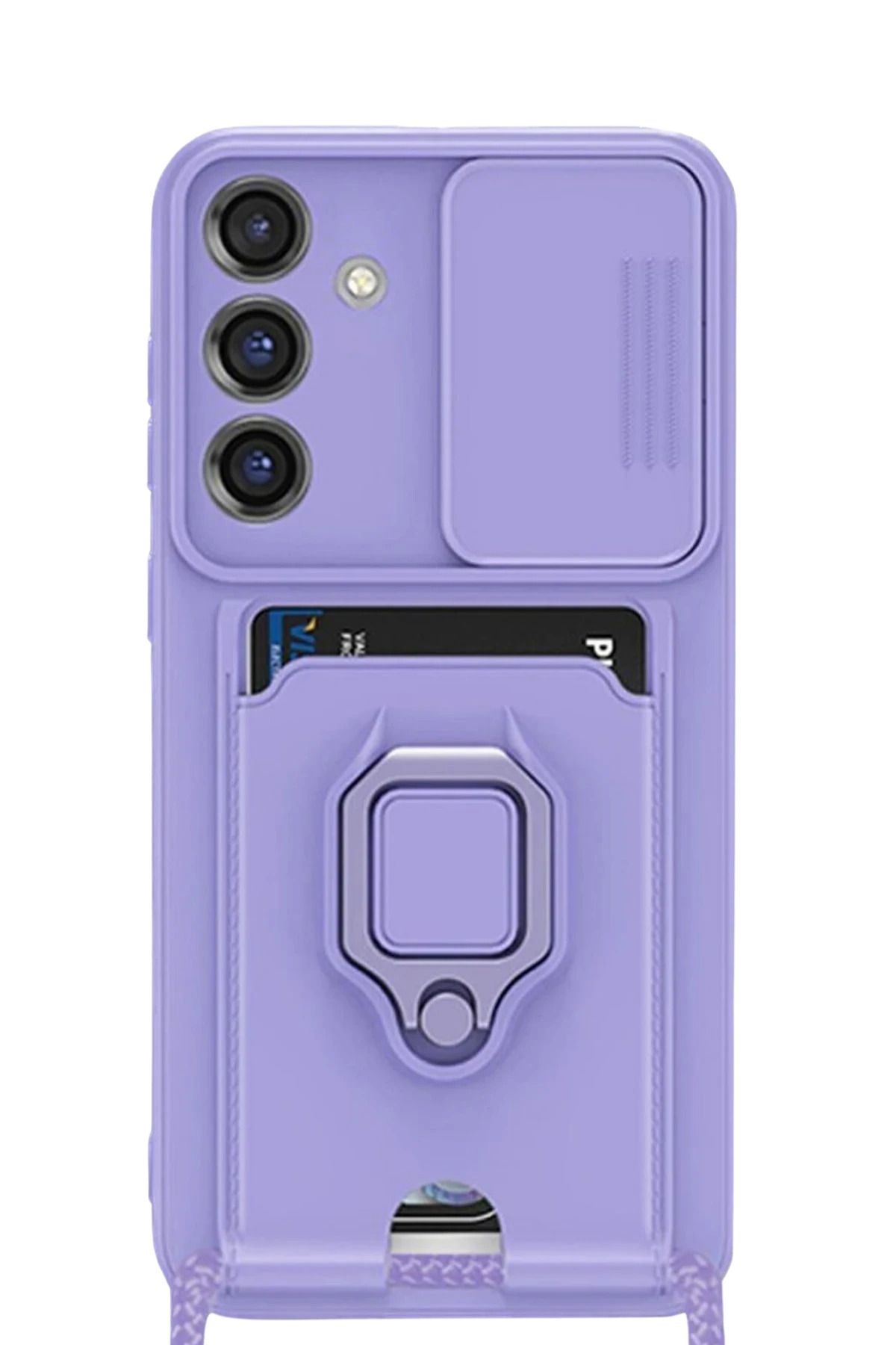 cepmoda SAMSUNG GALAXY S25 PLUS – Askı İpli Telefon Kılıfı – Kartlık, Stand, Kamera Koruma – LİLA