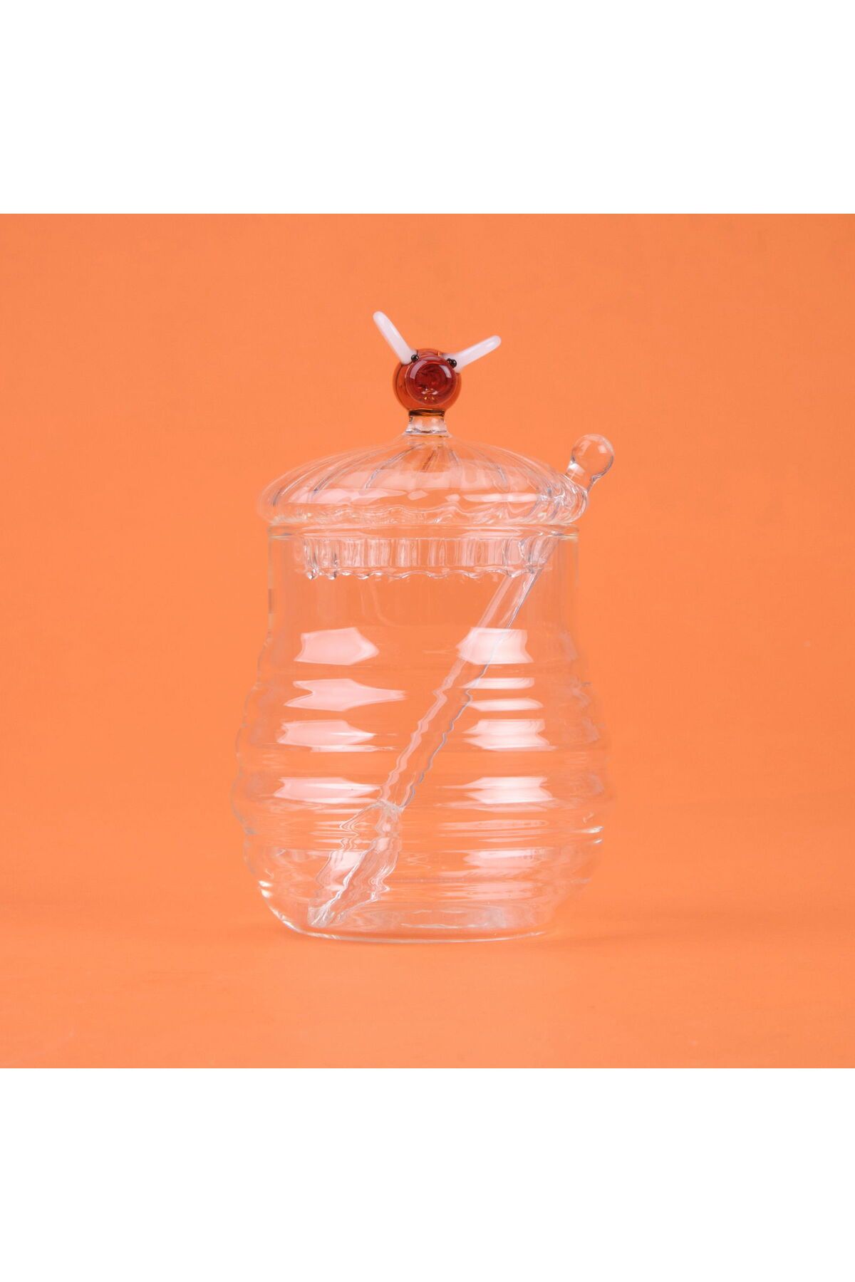 ASPARTAM Kitchen Borosilikat Cam Bal Kavanozu ve Kaşık - Şeffaf - 260 ml