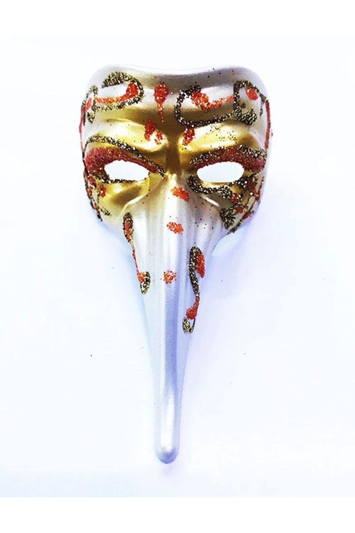 OurStyles Turuncu Renk İşlemeli Seramik Malzemeden İmal Venedik Uzun Maske Magnet