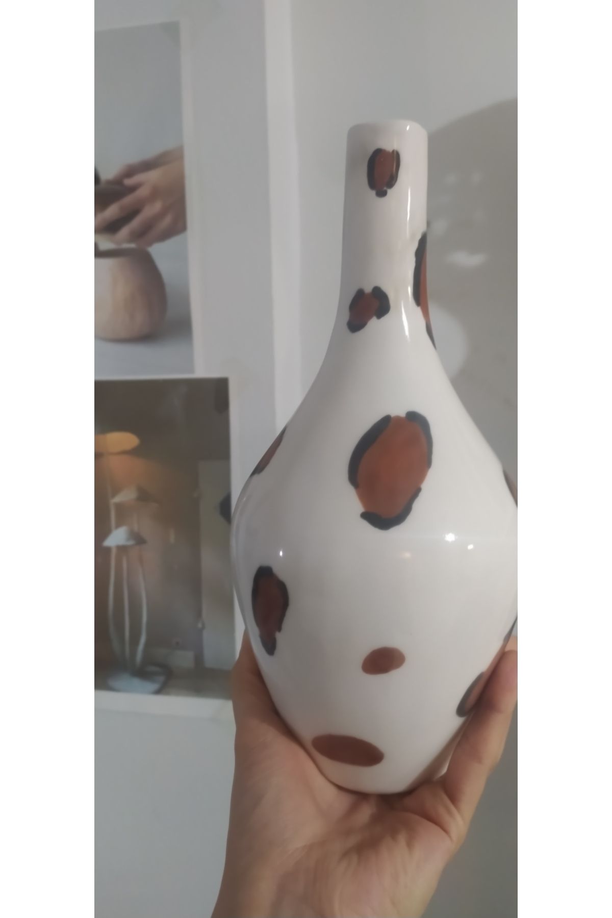 Vincent Seramik Vazo Dekorasyon Leoparlı Büyük Boy