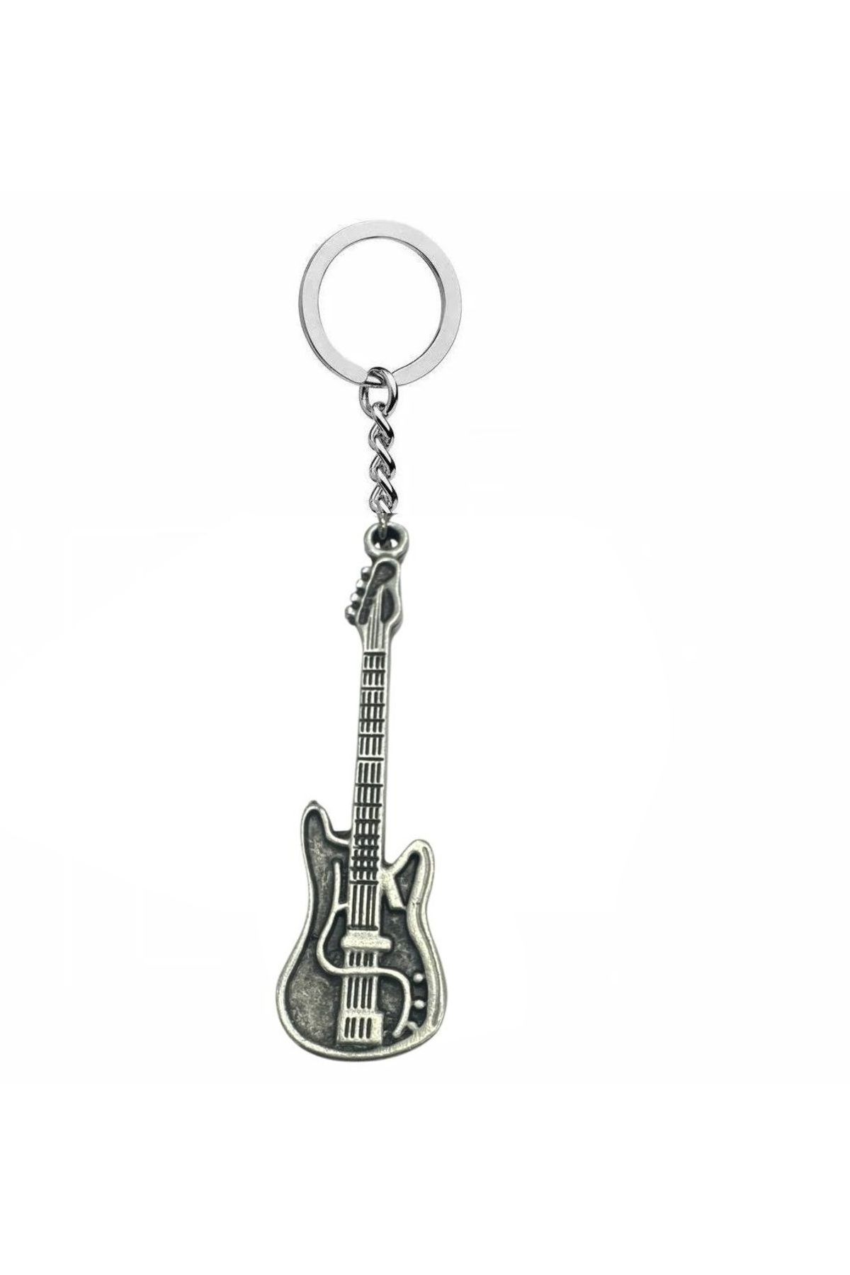 Herşey Nota ektro Gitar Metal Anahtarlık – Unisex Müzik Temalı Aksesuar