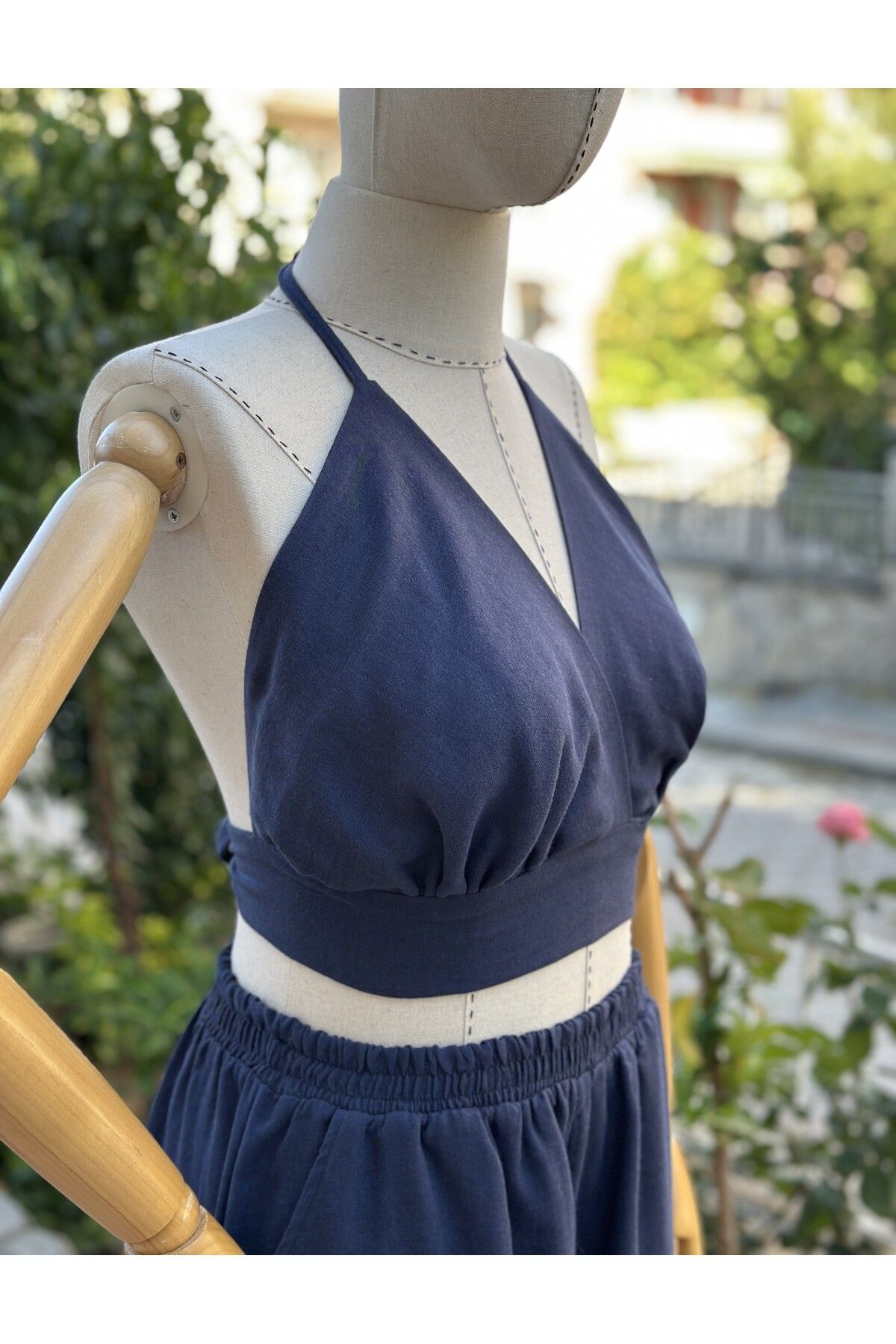 Paseam Atelier Müslin Kumaş Lacivert Kadın Büstiyer