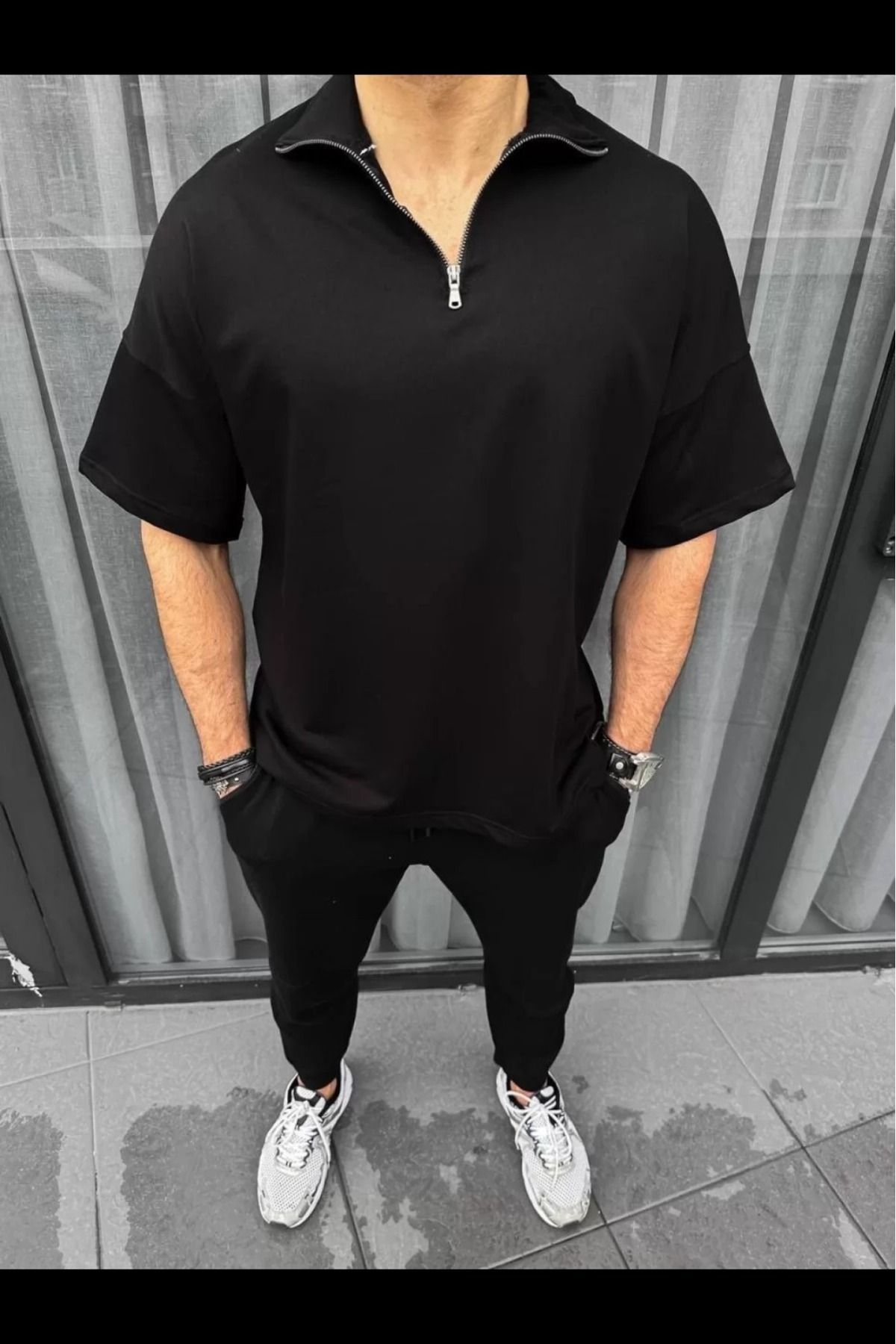 cakır and moniva Yarım Fermuarlı Basic T-Shirt