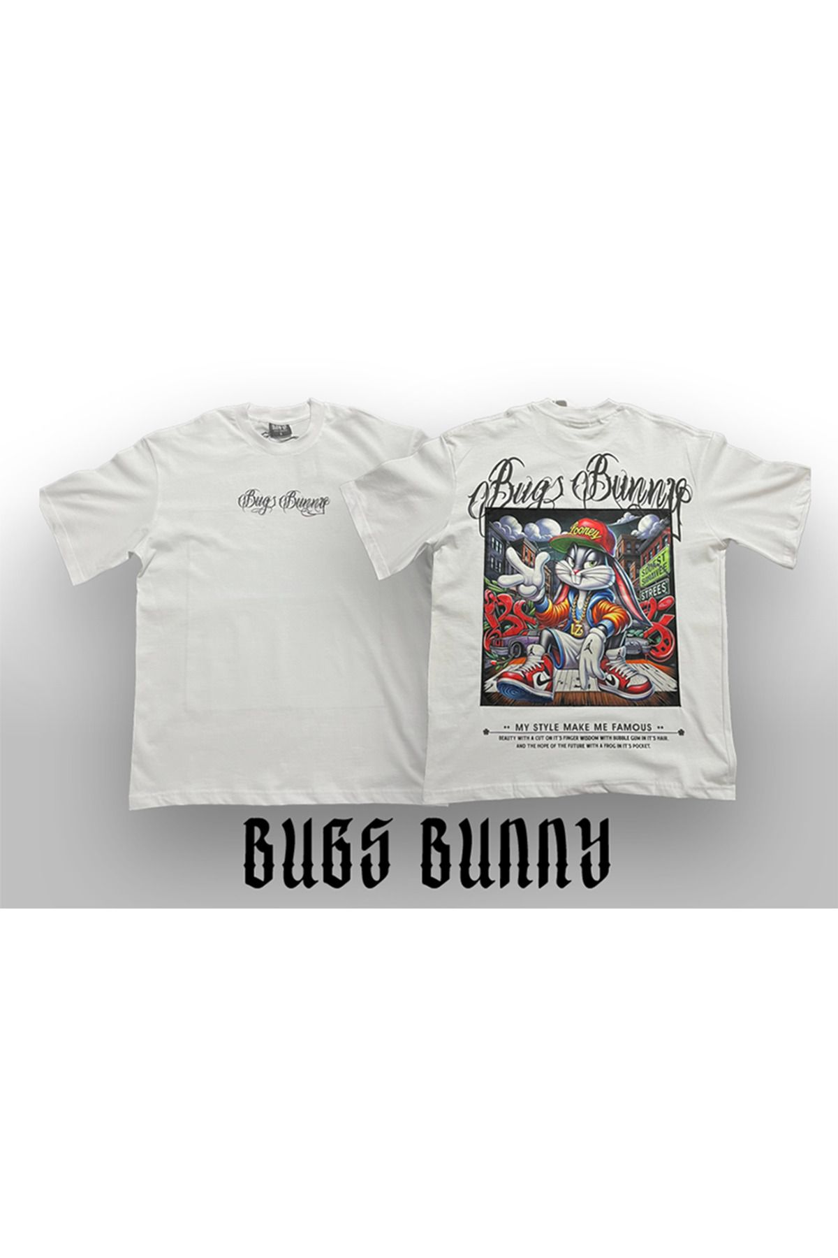 blowup clothing Bugs Bunny Ön ve Arka Baskılı Tişört