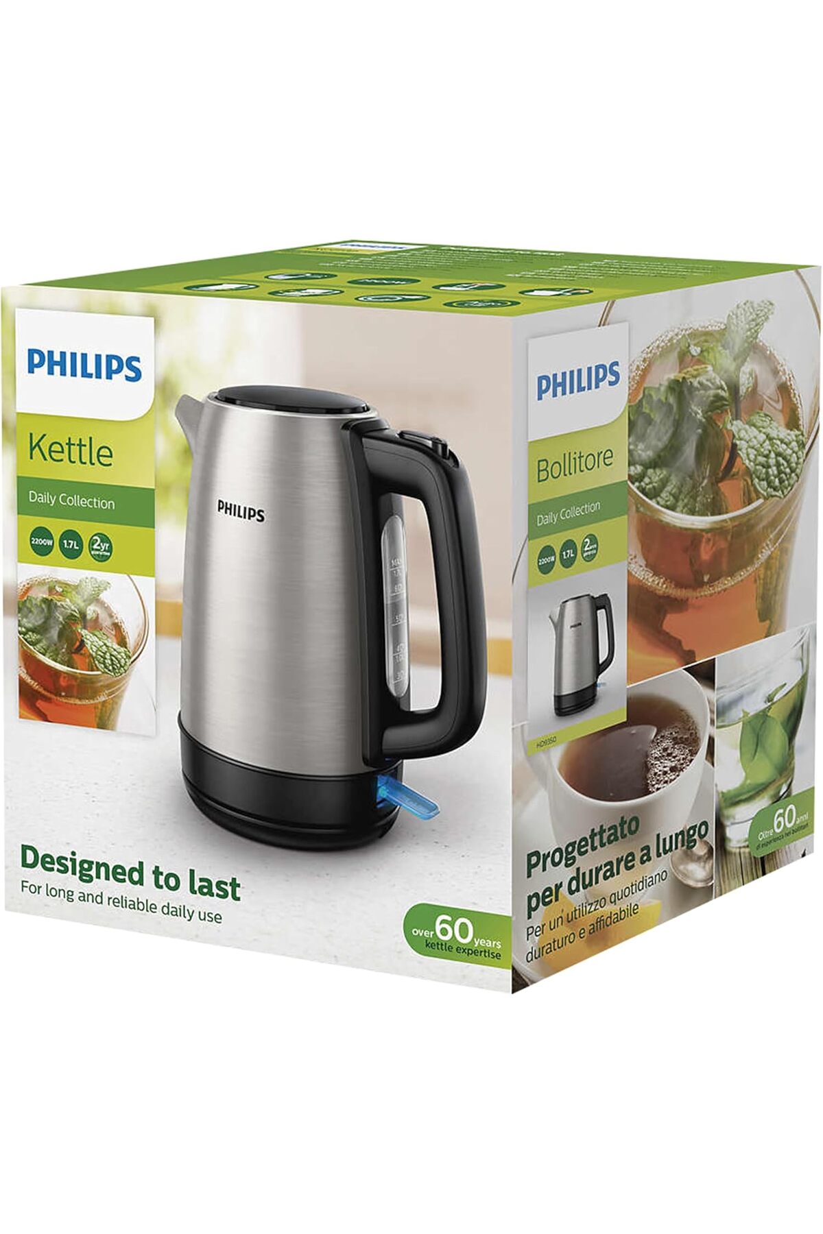 غلاية معدنية من مجموعة ديلي 2200 واط، فضي وأسود، H...