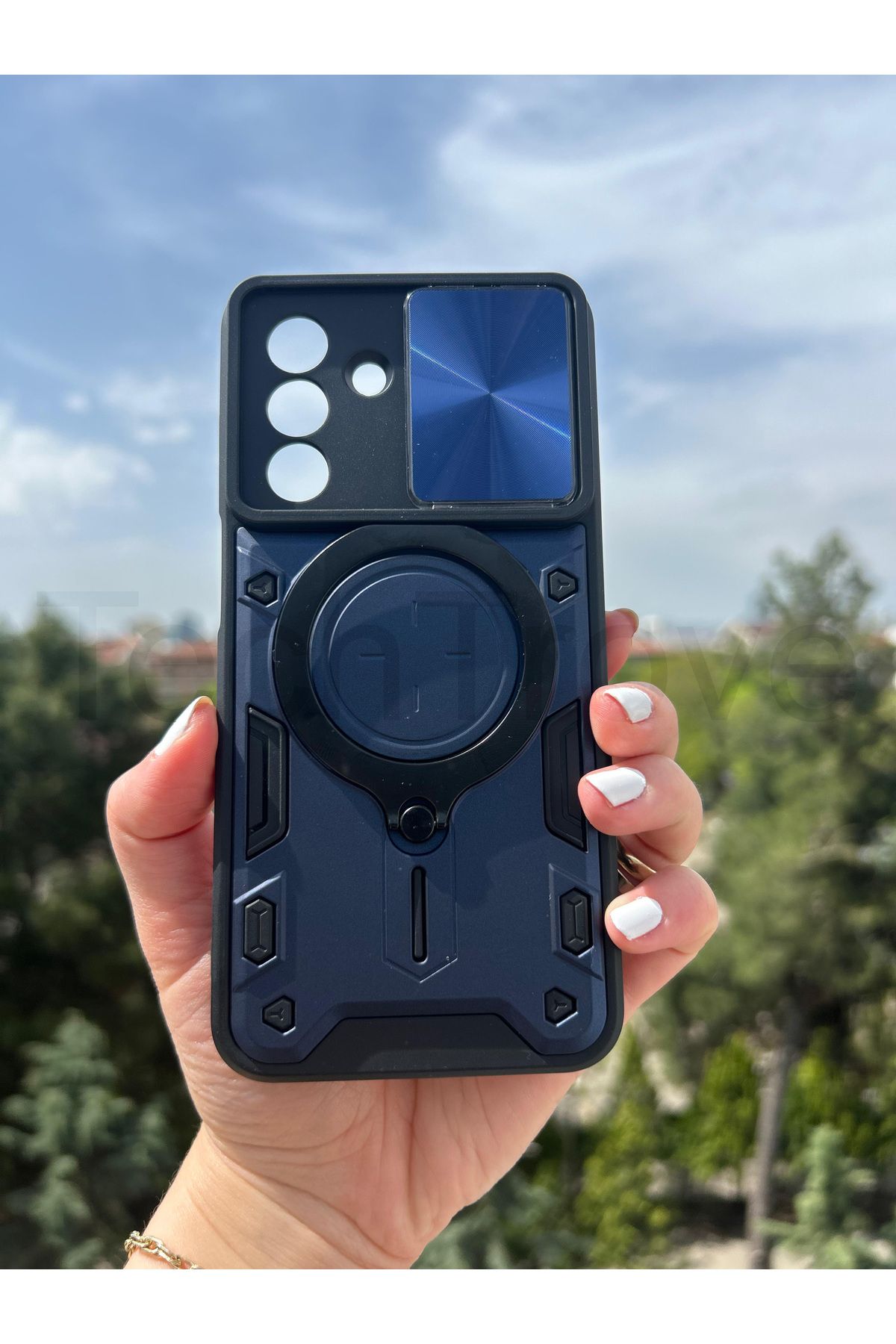 TechTrove Samsung Galaxy A56 Kılıf Kızaklı Kamera Korumalı Yüzüklü Tasarım Magnetic Tank Kapak