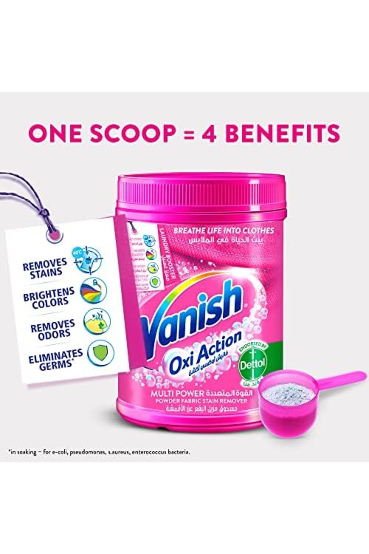 Vanish-Oxi Action Multi Power Stain Remover Powder with Scoop, Ideal for Washing Machine Use - 1kg 6