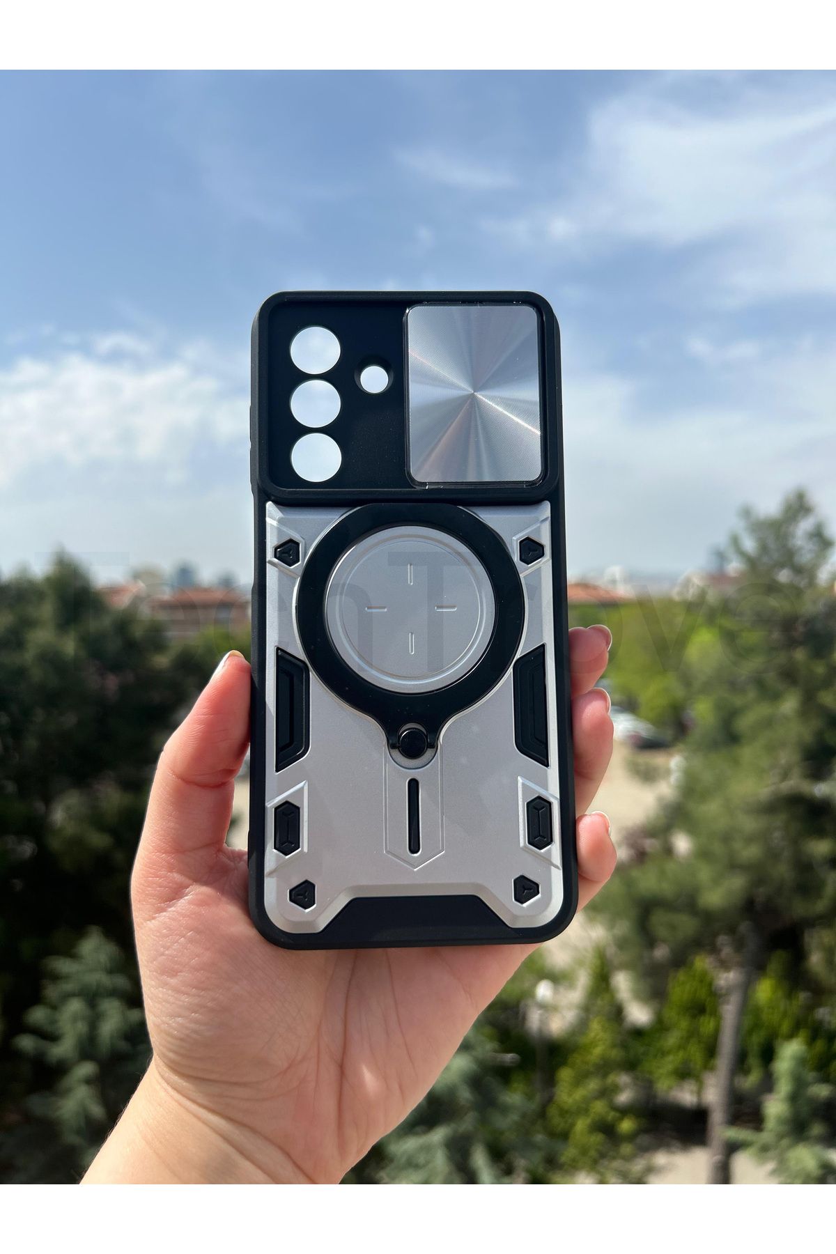 TechTrove Samsung Galaxy A36 Kılıf Kızaklı Kamera Korumalı Yüzüklü Tasarım Magnetic Tank Kapak