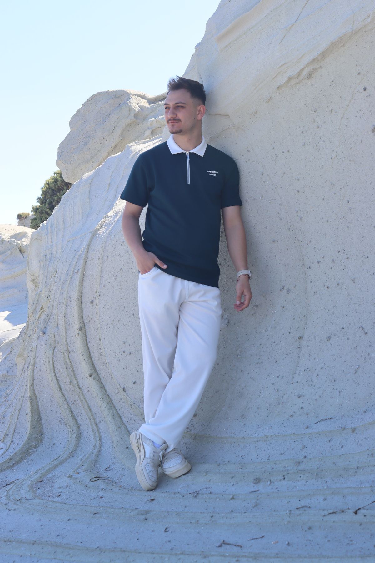 Bea Erkek fermuarlı polo yaka T-shirt