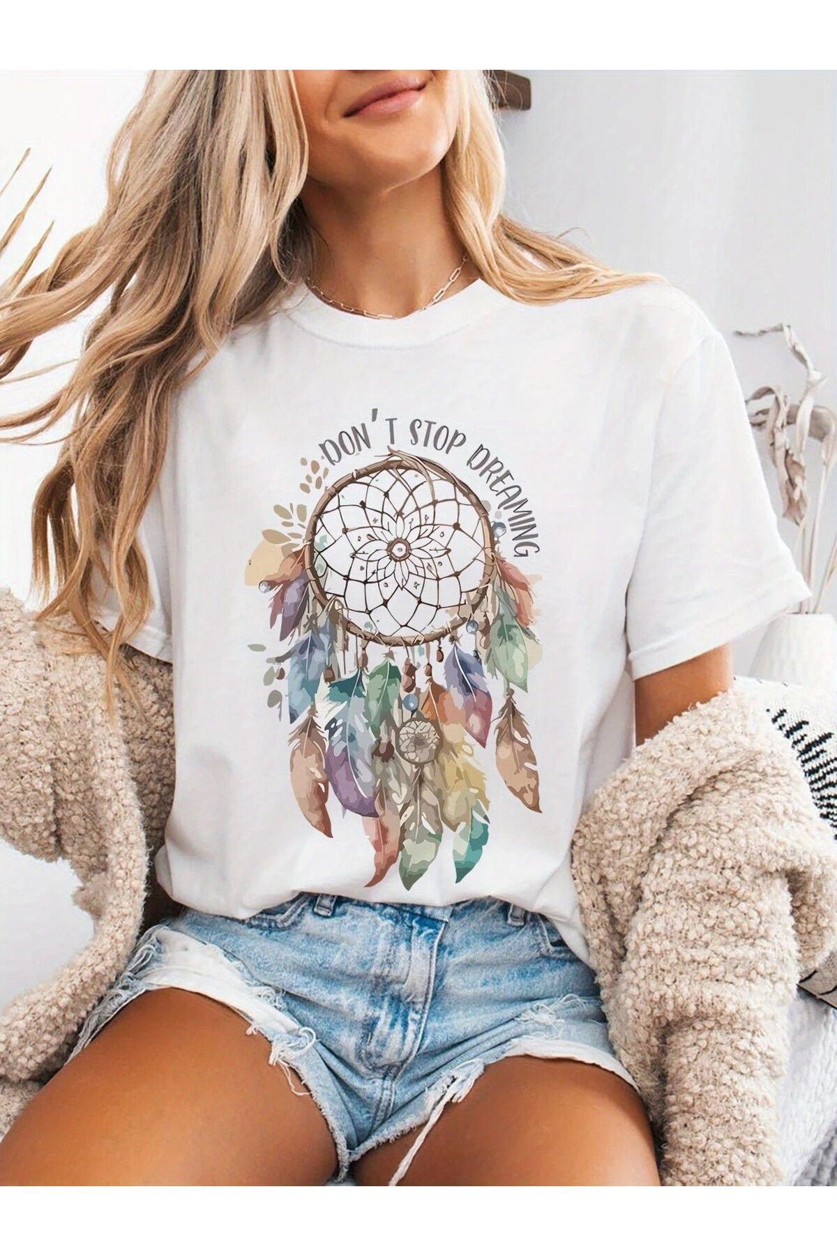 LEIVOR Don' t Stop Dreaming Baskılı Kadın T-shirt
