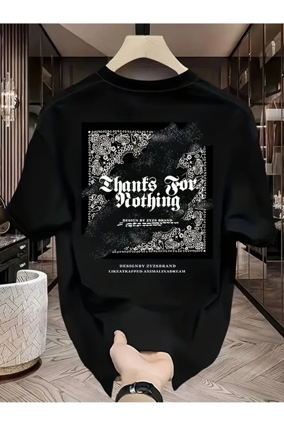 AEMİ Unisex Thanks For Nothing Oversize Bisiklet Yaka T-shirt