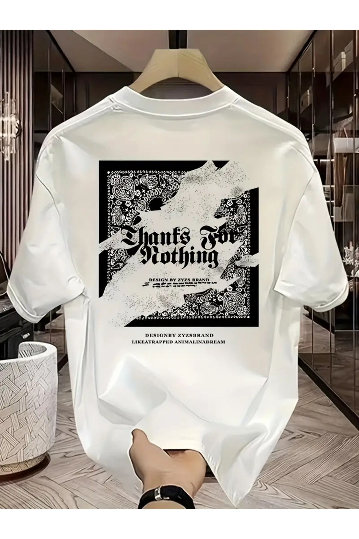 AEMİ Unisex Thanks For Nothing Oversize Bisiklet Yaka T-shirt