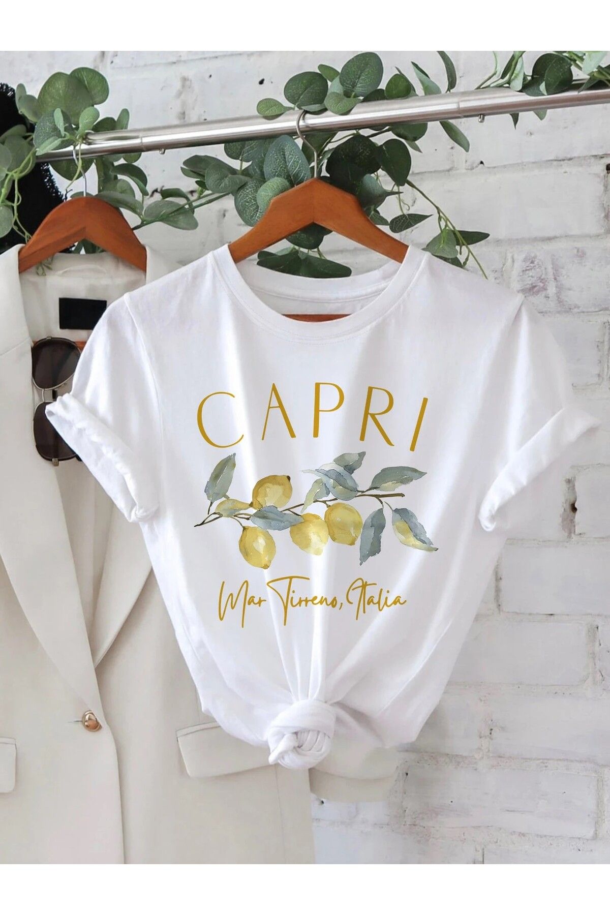 LEIVOR Capri Mar Tirreno Baskılı Kadın T-shirt