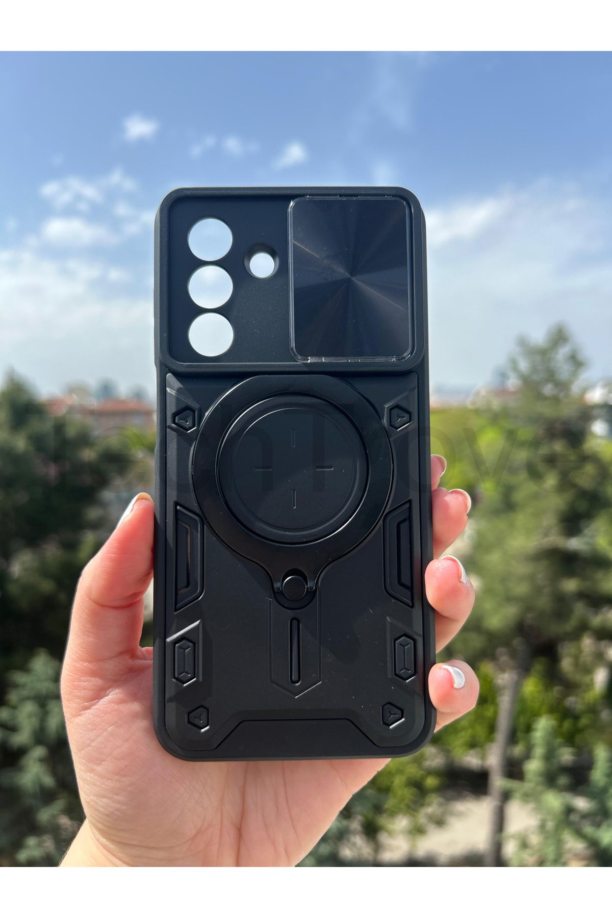 TechTrove Samsung Galaxy A56 Kılıf Kızaklı Kamera Korumalı Yüzüklü Tasarım Magnetic Tank Kapak