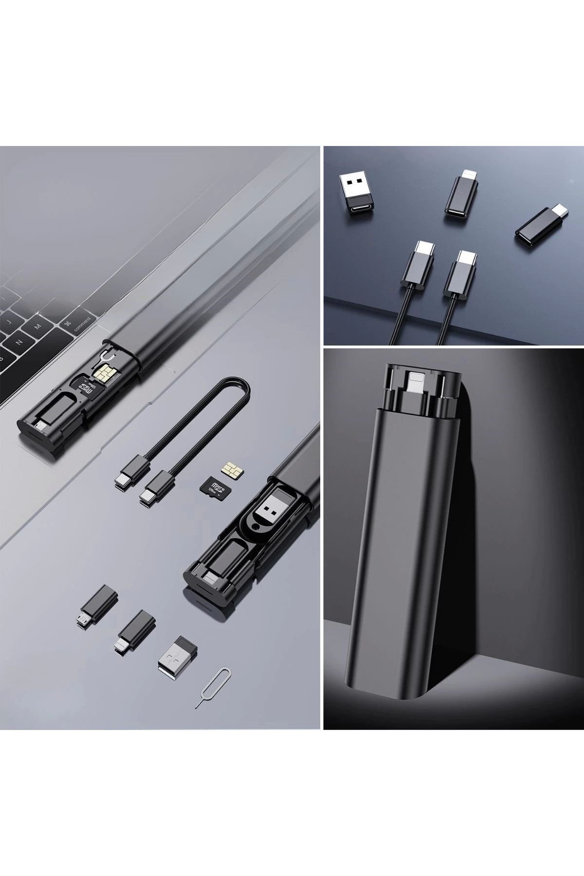 OurStyles Cep Tipi 60w Bas Aç Type-c,iphone Şarj,micro Usb Hızlı Şarj Data Kablo Seti