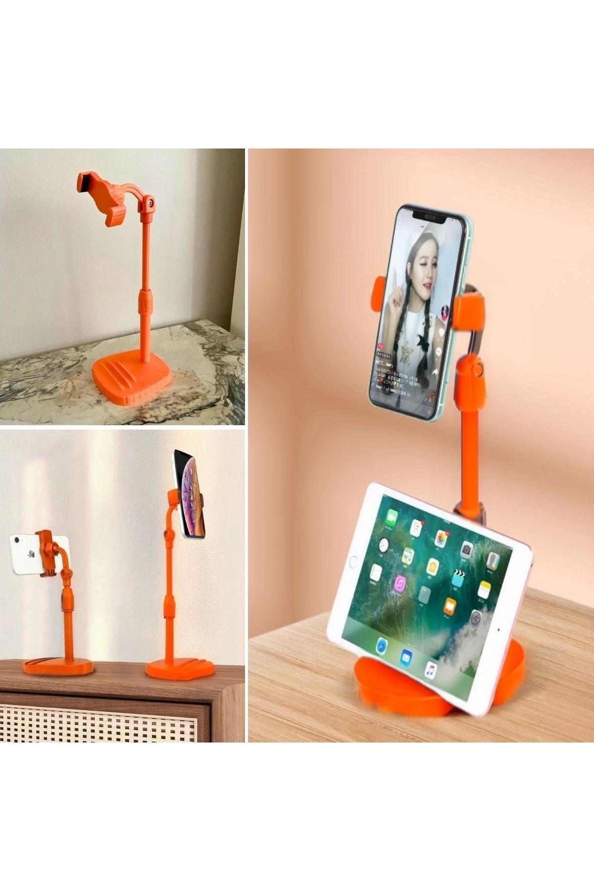 OurStyles Masa Üstü Tablet Ve Telefon Tutucu Plastik Aparat Turuncu Telefon Standı