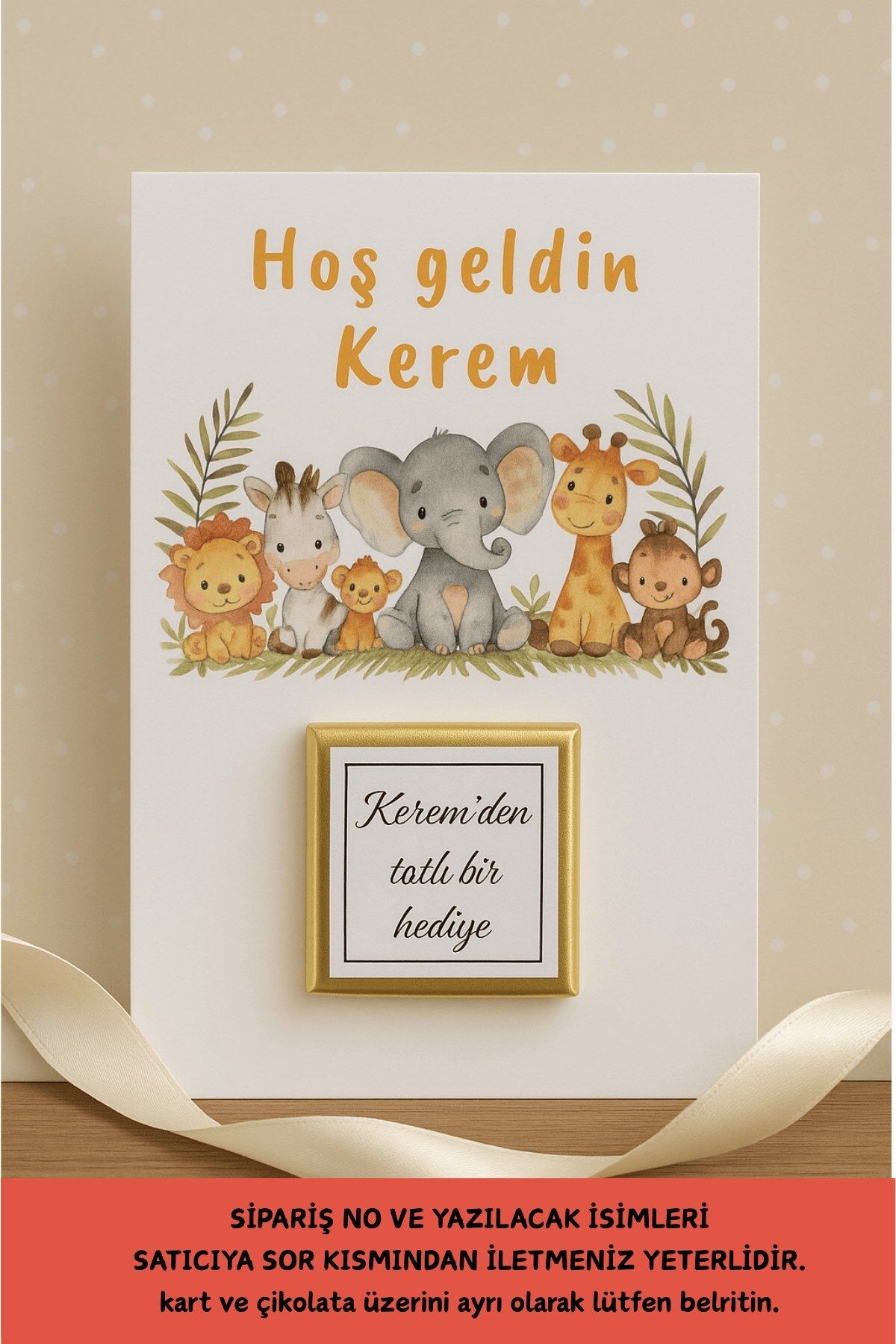 Emtory Home 20 Adet Safari Kartlı Hoşgeldin Bebek Hedyelik - Sütlü Çikolata Kartlı - Mevlid Hediye - Okul Hediye
