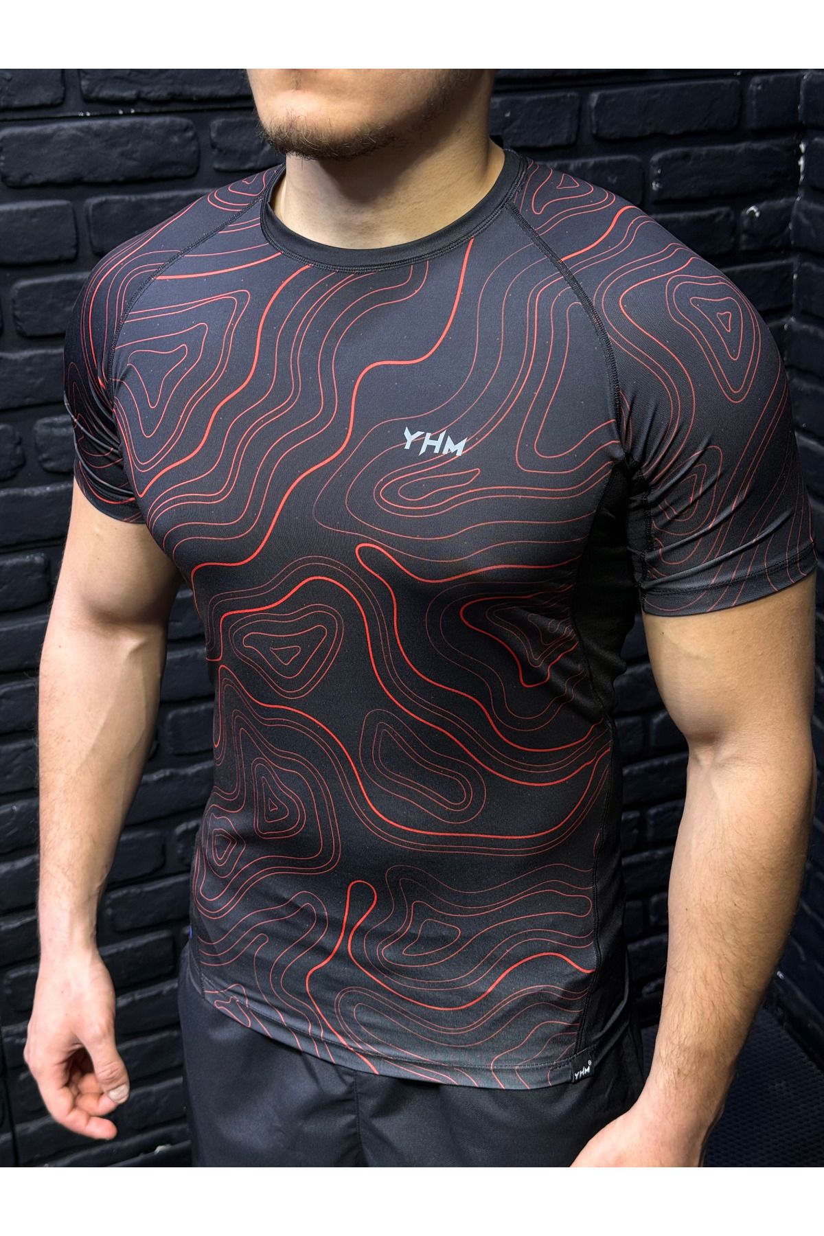 YHM BreezyMax Red Wavy Compression Tshirt