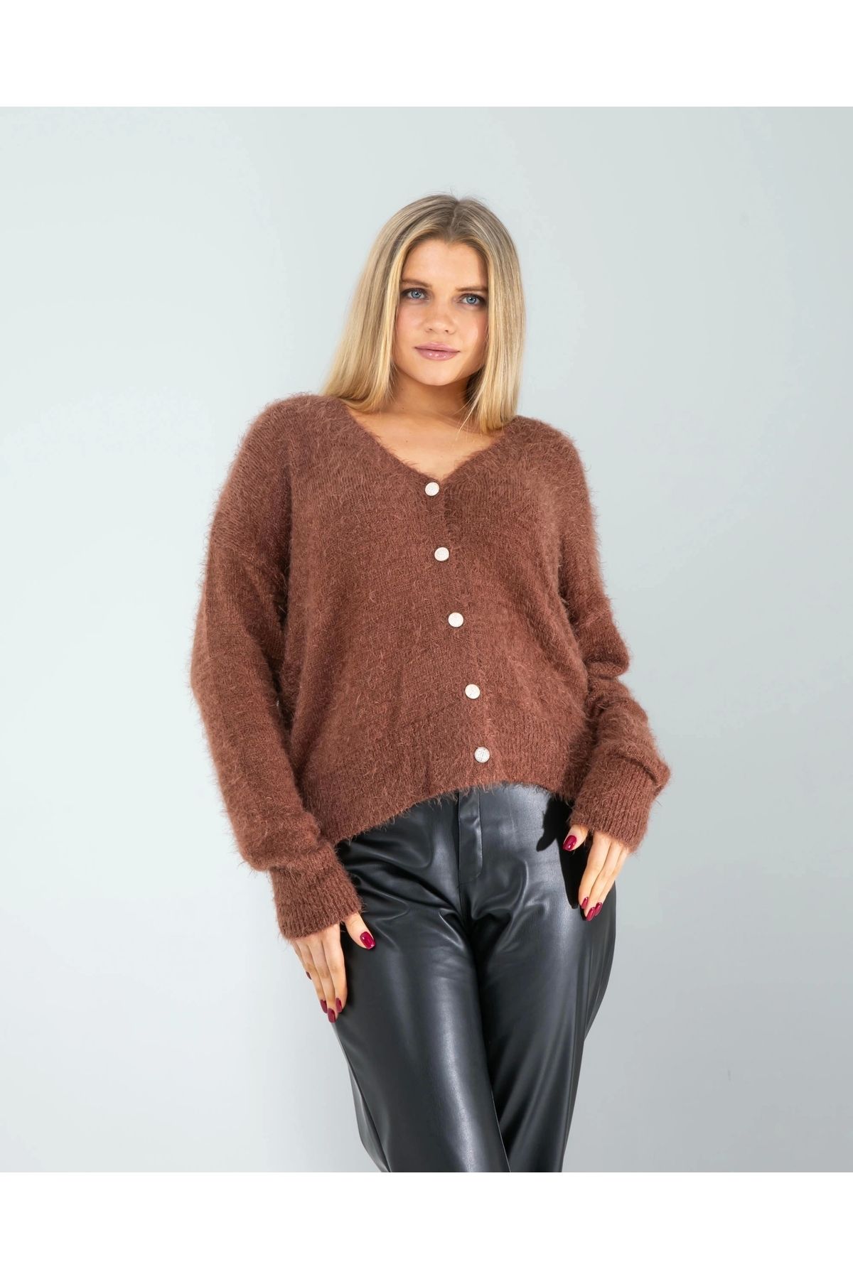 OurStyles Kahve Sakal Triko Hırka