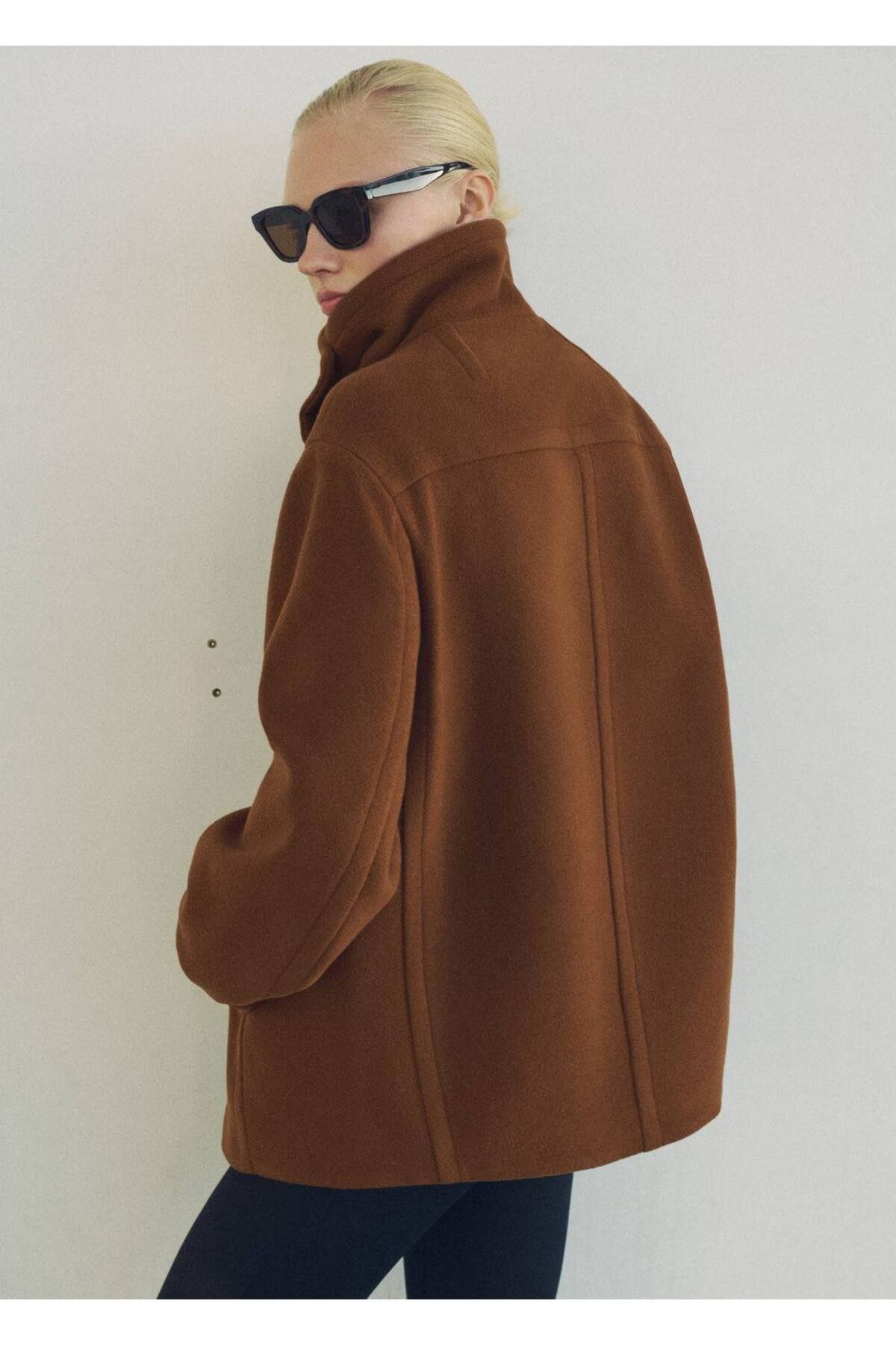 MANGO Woman-Double-breasted wool coat 4