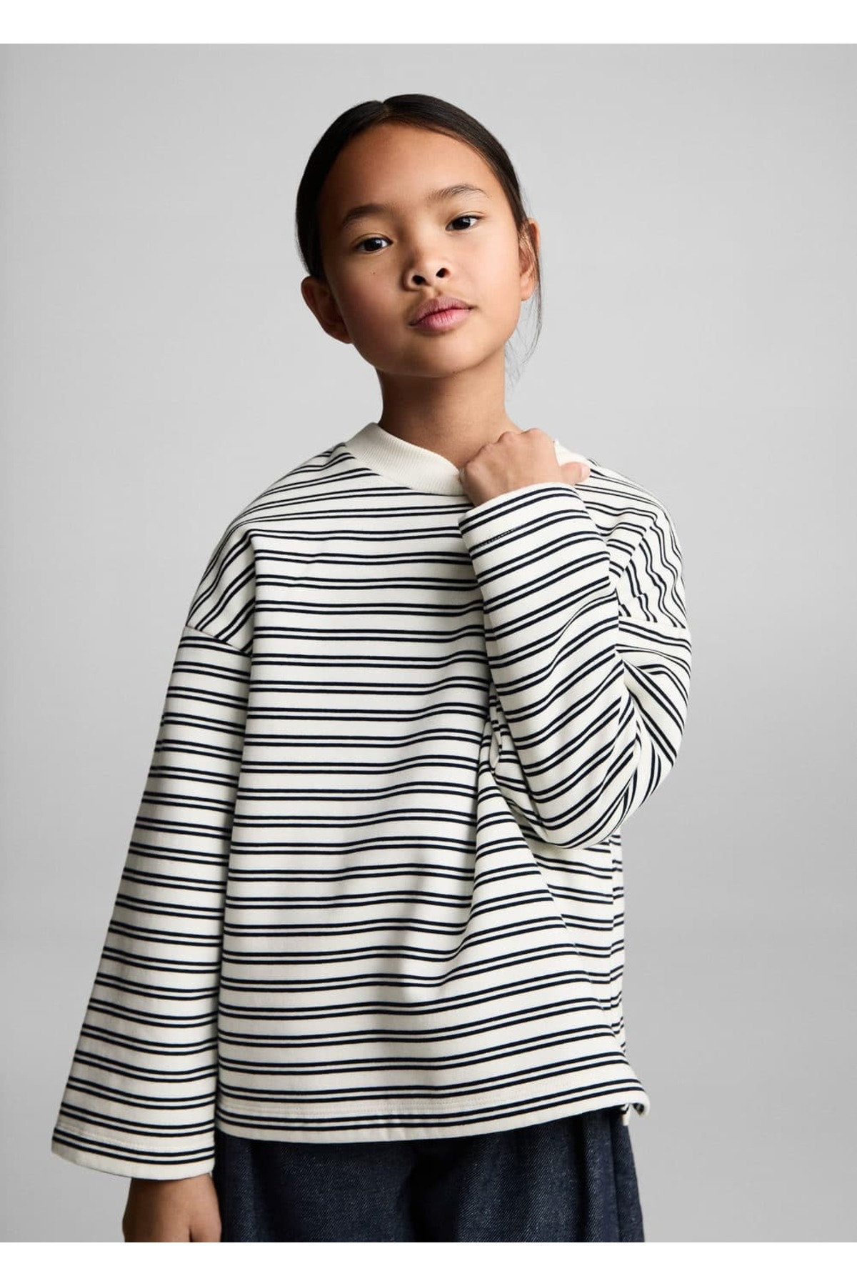 Çizgili koton sweatshirt